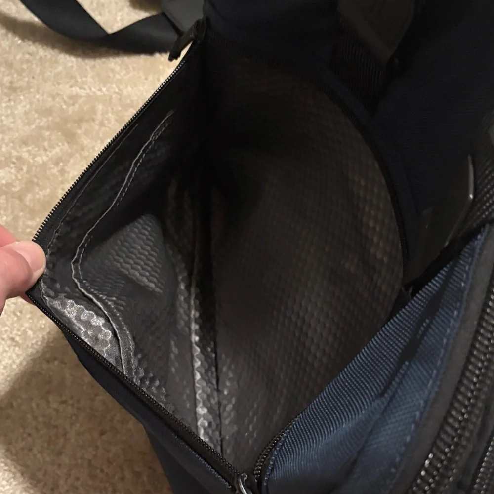 Tumi Navy and Black Laptop Briefcase with Leather Trim